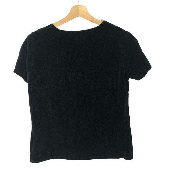 Rena Rowan Vintage Black Textured Short Sleeve Top M - Picture 2 of 4